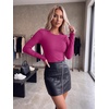 image:imageZeagoo Women Long Sleeve Tops Crewneck Ribbed Knit Fitted Tshirts Dressy Casual Basic Tee 2026 Summer Fall ClothesHot Pink