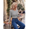 image:imageZeagoo Women Long Sleeve Tops Crewneck Ribbed Knit Fitted Tshirts Dressy Casual Basic Tee 2026 Summer Fall ClothesLight Grey