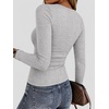 image:imageZeagoo Women Long Sleeve Tops Crewneck Ribbed Knit Fitted Tshirts Dressy Casual Basic Tee 2026 Summer Fall ClothesLight Grey