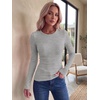 image:imageZeagoo Women Long Sleeve Tops Crewneck Ribbed Knit Fitted Tshirts Dressy Casual Basic Tee 2026 Summer Fall ClothesLight Grey