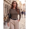 image:imageZeagoo Women Long Sleeve Tops Crewneck Ribbed Knit Fitted Tshirts Dressy Casual Basic Tee 2026 Summer Fall ClothesLight Khaki