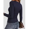 image:imageZeagoo Women Long Sleeve Tops Crewneck Ribbed Knit Fitted Tshirts Dressy Casual Basic Tee 2026 Summer Fall ClothesNavy Blue