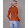 image:imageZeagoo Women Long Sleeve Tops Crewneck Ribbed Knit Fitted Tshirts Dressy Casual Basic Tee 2026 Summer Fall ClothesOrange