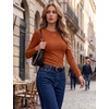image:imageZeagoo Women Long Sleeve Tops Crewneck Ribbed Knit Fitted Tshirts Dressy Casual Basic Tee 2026 Summer Fall ClothesOrange