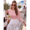 image:imageZeagoo Women Long Sleeve Tops Crewneck Ribbed Knit Fitted Tshirts Dressy Casual Basic Tee 2026 Summer Fall ClothesPink