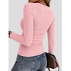 image:imageZeagoo Women Long Sleeve Tops Crewneck Ribbed Knit Fitted Tshirts Dressy Casual Basic Tee 2026 Summer Fall ClothesPink