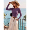 image:imageZeagoo Women Long Sleeve Tops Crewneck Ribbed Knit Fitted Tshirts Dressy Casual Basic Tee 2026 Summer Fall ClothesPurple