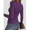 image:imageZeagoo Women Long Sleeve Tops Crewneck Ribbed Knit Fitted Tshirts Dressy Casual Basic Tee 2026 Summer Fall ClothesPurple