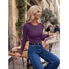 image:imageZeagoo Women Long Sleeve Tops Crewneck Ribbed Knit Fitted Tshirts Dressy Casual Basic Tee 2026 Summer Fall ClothesPurple