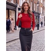 image:imageZeagoo Women Long Sleeve Tops Crewneck Ribbed Knit Fitted Tshirts Dressy Casual Basic Tee 2026 Summer Fall ClothesRed