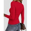 image:imageZeagoo Women Long Sleeve Tops Crewneck Ribbed Knit Fitted Tshirts Dressy Casual Basic Tee 2026 Summer Fall ClothesRed