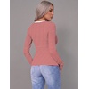 image:imageZeagoo Women Long Sleeve Tops Crewneck Ribbed Knit Fitted Tshirts Dressy Casual Basic Tee 2026 Summer Fall ClothesRed White Stripe