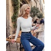 image:imageZeagoo Women Long Sleeve Tops Crewneck Ribbed Knit Fitted Tshirts Dressy Casual Basic Tee 2026 Summer Fall ClothesWhite