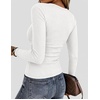 image:imageZeagoo Women Long Sleeve Tops Crewneck Ribbed Knit Fitted Tshirts Dressy Casual Basic Tee 2026 Summer Fall ClothesWhite