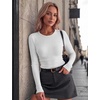 image:imageZeagoo Women Long Sleeve Tops Crewneck Ribbed Knit Fitted Tshirts Dressy Casual Basic Tee 2026 Summer Fall ClothesWhite