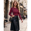 image:imageZeagoo Women Long Sleeve Tops Crewneck Ribbed Knit Fitted Tshirts Dressy Casual Basic Tee 2026 Summer Fall ClothesWine Red