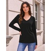 image:imageZeagoo Womens Long Sleeve Shirts V Neck Basic Tee Tops Dressy Casual Business Work Blouses Fall Outfits S3XLBlack