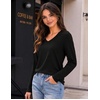 image:imageZeagoo Womens Long Sleeve Shirts V Neck Basic Tee Tops Dressy Casual Business Work Blouses Fall Outfits S3XLBlack