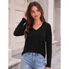 image:imageZeagoo Womens Long Sleeve Shirts V Neck Basic Tee Tops Dressy Casual Business Work Blouses Fall Outfits S3XLBlack