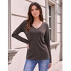 image:imageZeagoo Womens Long Sleeve Shirts V Neck Basic Tee Tops Dressy Casual Business Work Blouses Fall Outfits S3XLChocolate Brown