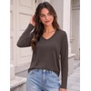 image:imageZeagoo Womens Long Sleeve Shirts V Neck Basic Tee Tops Dressy Casual Business Work Blouses Fall Outfits S3XLChocolate Brown