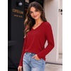 image:imageZeagoo Womens Long Sleeve Shirts V Neck Basic Tee Tops Dressy Casual Business Work Blouses Fall Outfits S3XLDark Red