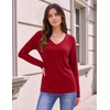 image:imageZeagoo Womens Long Sleeve Shirts V Neck Basic Tee Tops Dressy Casual Business Work Blouses Fall Outfits S3XLDark Red