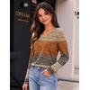 image:imageZeagoo Womens Long Sleeve Shirts V Neck Basic Tee Tops Dressy Casual Business Work Blouses Fall Outfits S3XLFall Weave Stripe