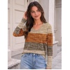 image:imageZeagoo Womens Long Sleeve Shirts V Neck Basic Tee Tops Dressy Casual Business Work Blouses Fall Outfits S3XLFall Weave Stripe