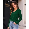 image:imageZeagoo Womens Long Sleeve Shirts V Neck Basic Tee Tops Dressy Casual Business Work Blouses Fall Outfits S3XLForest Green