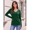 image:imageZeagoo Womens Long Sleeve Shirts V Neck Basic Tee Tops Dressy Casual Business Work Blouses Fall Outfits S3XLForest Green