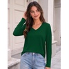 image:imageZeagoo Womens Long Sleeve Shirts V Neck Basic Tee Tops Dressy Casual Business Work Blouses Fall Outfits S3XLForest Green