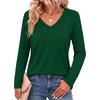 image:imageZeagoo Womens Long Sleeve Shirts V Neck Basic Tee Tops Dressy Casual Business Work Blouses Fall Outfits S3XLForest Green