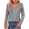 image:imageZeagoo Womens Long Sleeve Shirts V Neck Basic Tee Tops Dressy Casual Business Work Blouses Fall Outfits S3XLGrey Floral Print