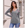 image:imageZeagoo Womens Long Sleeve Shirts V Neck Basic Tee Tops Dressy Casual Business Work Blouses Fall Outfits S3XLGrey Floral Print