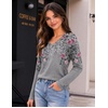 image:imageZeagoo Womens Long Sleeve Shirts V Neck Basic Tee Tops Dressy Casual Business Work Blouses Fall Outfits S3XLGrey Floral Print