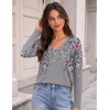 image:imageZeagoo Womens Long Sleeve Shirts V Neck Basic Tee Tops Dressy Casual Business Work Blouses Fall Outfits S3XLGrey Floral Print