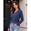 image:imageZeagoo Womens Long Sleeve Shirts V Neck Basic Tee Tops Dressy Casual Business Work Blouses Fall Outfits S3XLNavy Blue