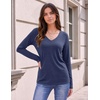 image:imageZeagoo Womens Long Sleeve Shirts V Neck Basic Tee Tops Dressy Casual Business Work Blouses Fall Outfits S3XLNavy Blue