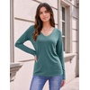 image:imageZeagoo Womens Long Sleeve Shirts V Neck Basic Tee Tops Dressy Casual Business Work Blouses Fall Outfits S3XLPeacock Blue