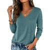 image:imageZeagoo Womens Long Sleeve Shirts V Neck Basic Tee Tops Dressy Casual Business Work Blouses Fall Outfits S3XLPeacock Blue