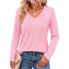 image:imageZeagoo Womens Long Sleeve Shirts V Neck Basic Tee Tops Dressy Casual Business Work Blouses Fall Outfits S3XLPink