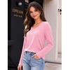 image:imageZeagoo Womens Long Sleeve Shirts V Neck Basic Tee Tops Dressy Casual Business Work Blouses Fall Outfits S3XLPink