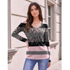 image:imageZeagoo Womens Long Sleeve Shirts V Neck Basic Tee Tops Dressy Casual Business Work Blouses Fall Outfits S3XLPink Black Print