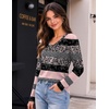 image:imageZeagoo Womens Long Sleeve Shirts V Neck Basic Tee Tops Dressy Casual Business Work Blouses Fall Outfits S3XLPink Black Print
