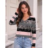 image:imageZeagoo Womens Long Sleeve Shirts V Neck Basic Tee Tops Dressy Casual Business Work Blouses Fall Outfits S3XLPink Black Print