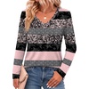 image:imageZeagoo Womens Long Sleeve Shirts V Neck Basic Tee Tops Dressy Casual Business Work Blouses Fall Outfits S3XLPink Black Print