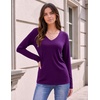image:imageZeagoo Womens Long Sleeve Shirts V Neck Basic Tee Tops Dressy Casual Business Work Blouses Fall Outfits S3XLPurple