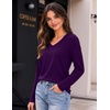 image:imageZeagoo Womens Long Sleeve Shirts V Neck Basic Tee Tops Dressy Casual Business Work Blouses Fall Outfits S3XLPurple