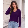 image:imageZeagoo Womens Long Sleeve Shirts V Neck Basic Tee Tops Dressy Casual Business Work Blouses Fall Outfits S3XLPurple